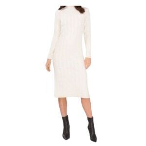 1 State Long Cabled Sweater Dress in Antique White XS NWT